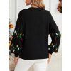 Sweat-shirt de vacances à manches lanternes et imprimé sapin de Noël - Noir XL | US 10