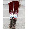 Leggings de Noël Leggings skinny imprimés flocons de neige et bonhomme de neige - Rouge foncé XXL | US 14