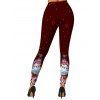 Leggings de Noël Leggings skinny imprimés flocons de neige et bonhomme de neige - Rouge foncé XXL | US 14