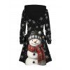 Robe à capuche de Noël, imprimé bonhomme de neige et flocon de neige, robe à capuche à lacets - Noir XXXXXL | US 20