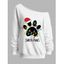 Sweat-shirt de vacances, chapeau de Noël, imprimé patte, lettre, sweat-shirt à col incliné - Blanc XXL | US 14