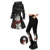 Christmas Women Outfit Snowman Snowflake Print Hoodie Dress and Leggings Set - Noir S | US 4