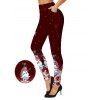 Christmas Women Outfit Snowflake Snowman Print Sweater and Leggings Set - Rouge foncé S | US 4