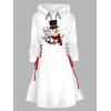 Christmas Women Outfit Elk Pattern Hooded Dress and Leggings Set - Blanc S | US 4
