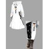Christmas Women Outfit Snowman Print Hoodie Dress and Colorblock Leggings Set - Blanc S | US 4
