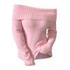 Pull décontracté à épaules dénudées et à rabat de couleur unie - Rose clair XL | US 10