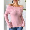 Pull décontracté à épaules dénudées et à rabat de couleur unie - Rose clair XL | US 10
