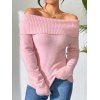 Pull décontracté à épaules dénudées et à rabat de couleur unie - Rose clair XL | US 10