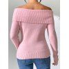 Pull décontracté à épaules dénudées et à rabat de couleur unie - Rose clair XL | US 10
