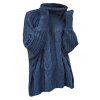 Pull de couleur unie en maille torsadée à col roulé et ajouré - Cadetblue XL | US 10