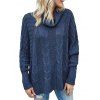 Pull de couleur unie en maille torsadée à col roulé et ajouré - Cadetblue XL | US 10