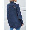 Pull de couleur unie en maille torsadée à col roulé et ajouré - Cadetblue XL | US 10