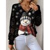 Pull en tricot de Noël avec imprimé bonhomme de neige et flocon de neige - Noir XL | US 10