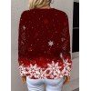 Pull en tricot de Noël à imprimé flocon de neige et bonhomme de neige color-block - Rouge Vineux XL | US 10