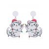 Boucles d'oreilles de fête en forme de chat avec chapeau de Noël et chaînes éclair - Blanc 
