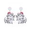 Boucles d'oreilles de fête en forme de chat avec chapeau de Noël et chaînes éclair - Blanc 