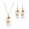 Ensemble de boucles d'oreilles et collier en strass avec perles artificielles et bonhomme de neige - Blanc 