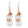 Ensemble de boucles d'oreilles et collier en strass avec perles artificielles et bonhomme de neige - Blanc 
