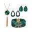 Ensemble d'accessoires, collier à pompons à imprimé écossais, boucles d'oreilles gouttelettes, bracelet superposé - Gris 