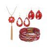 Ensemble d'accessoires, collier à pompons à imprimé écossais, boucles d'oreilles gouttelettes, bracelet superposé - multicolor A 