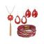 Ensemble d'accessoires, collier à pompons à imprimé écossais, boucles d'oreilles gouttelettes, bracelet superposé - Gris 