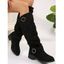 Solid Color O Ring Knee-length Boots - Brun EU 37