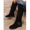 Solid Color O Ring Knee-length Boots - Noir EU 40
