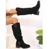 Solid Color O Ring Knee-length Boots - Noir EU 40