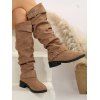 Solid Color O Ring Knee-length Boots - Brun EU 37