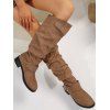 Solid Color O Ring Knee-length Boots - Brun EU 37