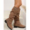 Solid Color O Ring Knee-length Boots - Brun EU 37