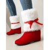 Colorblock Faux Fur Bowknot Christmas Snow Boots - Blanc EU 37