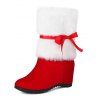 Colorblock Faux Fur Bowknot Christmas Snow Boots - Blanc EU 37