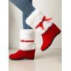 Colorblock Faux Fur Bowknot Christmas Snow Boots - Blanc EU 37