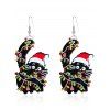 Boucles d'oreilles de Noël, imprimé chat et flocon de neige, boucles d'oreilles de fête - Noir 