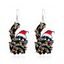 Boucles d'oreilles de Noël, imprimé chat et flocon de neige, boucles d'oreilles de fête - Blanc 