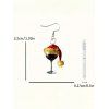 Boucles d'oreilles de fête en verre à vin avec chapeau de Noël - Noir 