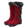 Colorblock Faux Fur Buckle Strap Snow Boots - Rouge EU 37