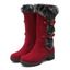 Colorblock Faux Fur Buckle Strap Snow Boots - Rouge EU 37