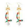 Boucles d'oreilles de fête de Noël en forme de cloche et de nœud papillon en perles colorées - multicolor B 