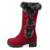 Colorblock Faux Fur Buckle Strap Snow Boots - Rouge EU 37