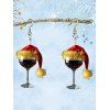 Boucles d'oreilles de fête en verre à vin avec chapeau de Noël - Noir 