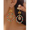 Boucles d'oreilles de fête de Noël en forme de cloche et de nœud papillon en perles colorées - multicolor C 