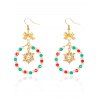 Boucles d'oreilles de fête de Noël en forme de cloche et de nœud papillon en perles colorées - multicolor C 