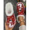 Christmas Snowman Snowflake Print Faux Fur Warm Slippers - Rouge EU 42
