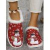 Christmas Snowman Snowflake Print Faux Fur Warm Slippers - Rouge EU 42