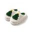 Christmas Tree Print Faux Fur Thick Platform Colorblock Slippers - café lumière EU (36-37)