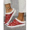 Christmas Snowman Snowflake Print Faux Fur Warm Slippers - Rouge EU 42