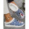 Christmas Snowman Snowflake Print Faux Fur Warm Slippers - Bleu EU 37