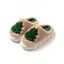 Christmas Tree Print Faux Fur Thick Platform Colorblock Slippers - café lumière EU (36-37)